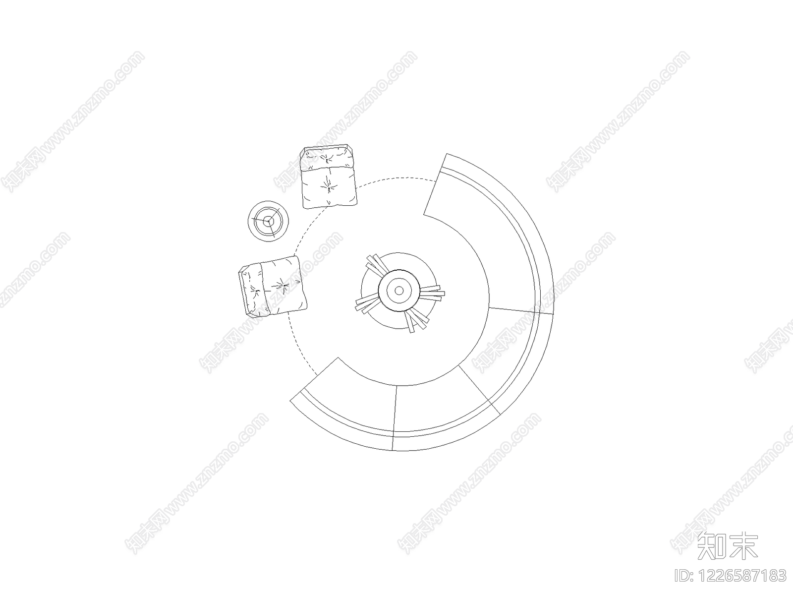 沙发cad施工图下载【ID:1226587183】