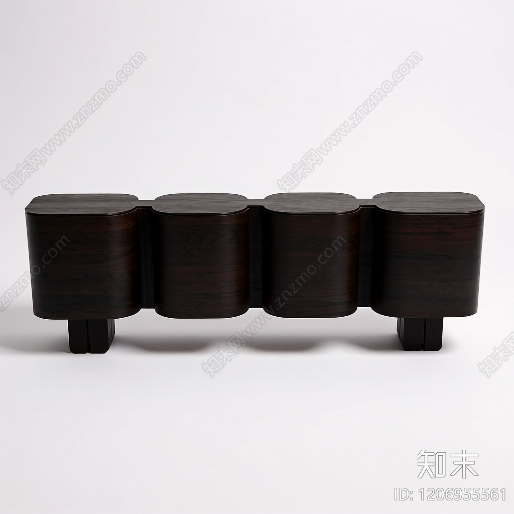 深色木纹长凳组件3D模型下载【ID:1206955561】