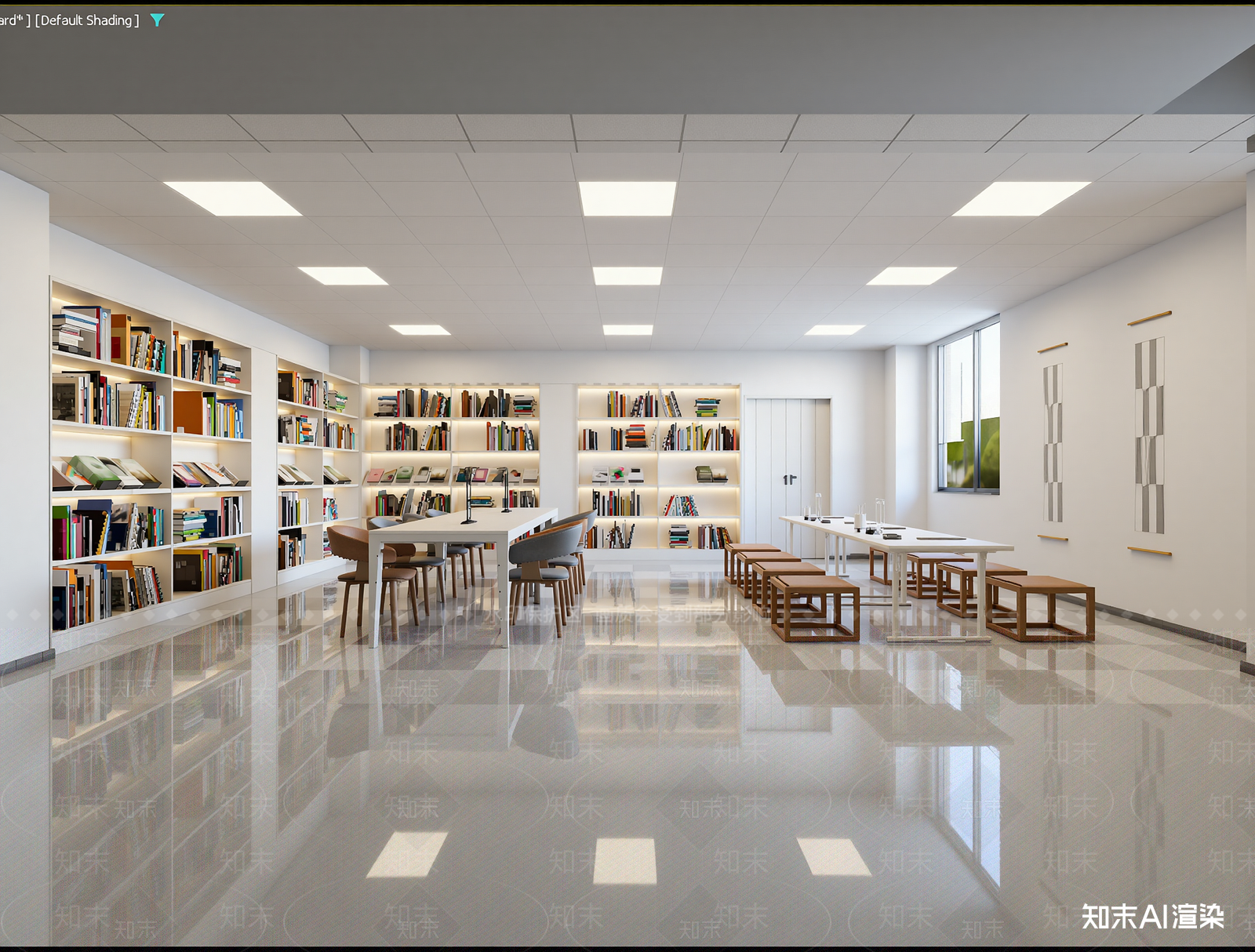现代图书馆3D模型下载【ID:1213880194】