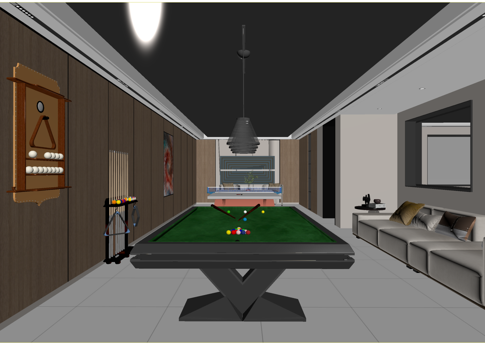现代台球室3D模型下载【ID:1214625867】