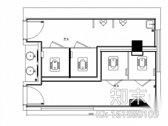 [河南]酒店公共卫生间装修图cad施工图下载【ID:161980109】