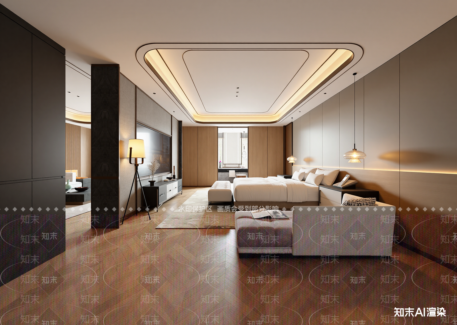 新中式酒店客房3D模型下载【ID:1215097110】