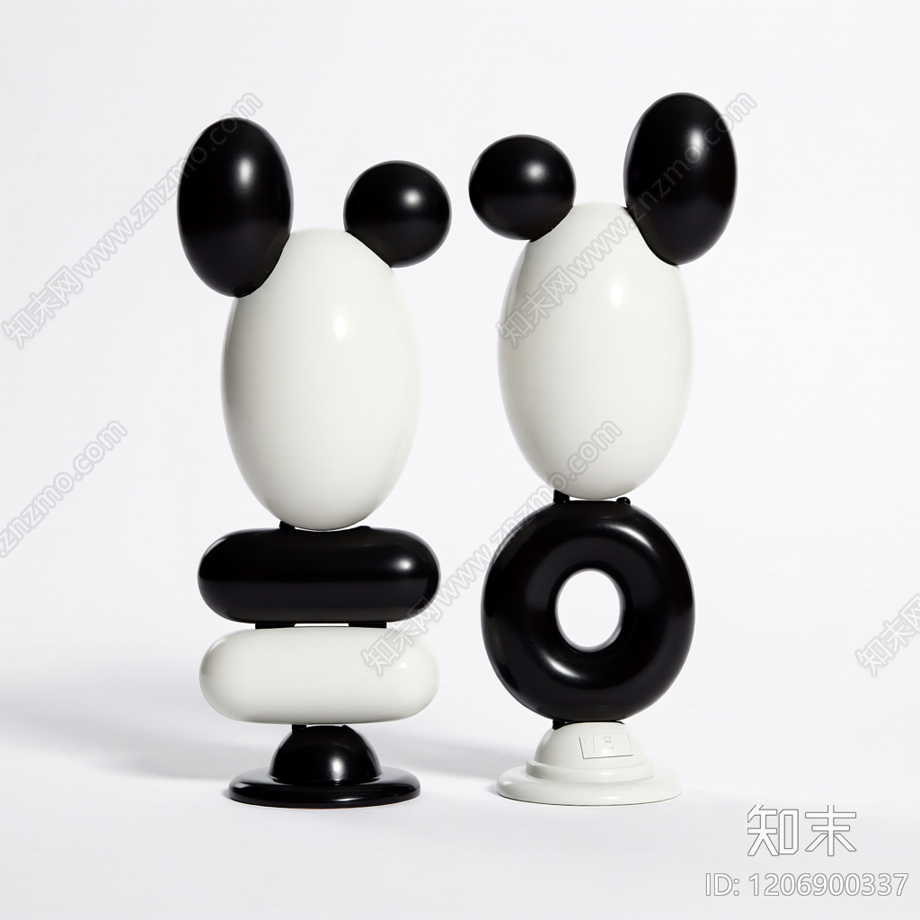 黑白抽象雕塑装饰3D模型下载【ID:1206900337】