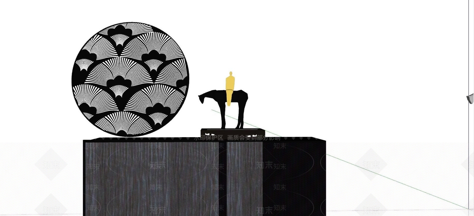 美致家居设计新中式骑马雕塑SU模型下载【ID:1128448565】