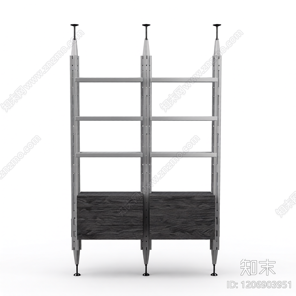 黑色金属书架组合3D模型下载【ID:1206903951】