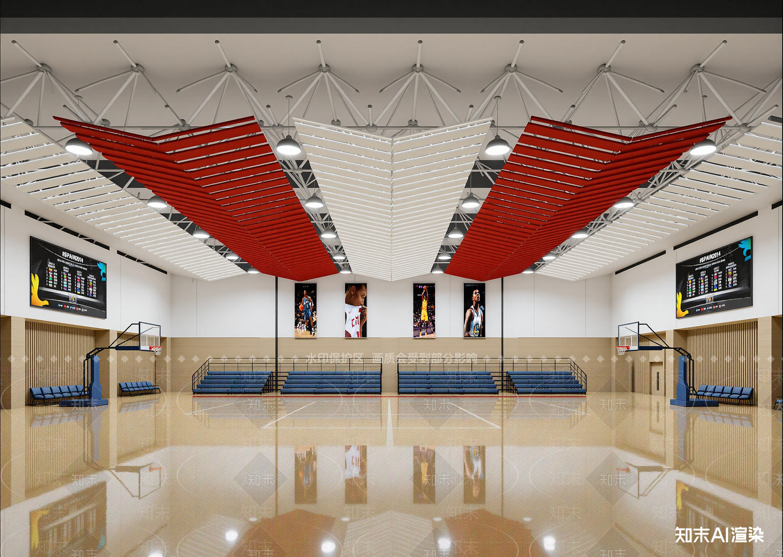 现代篮球场3D模型下载【ID:1215064349】