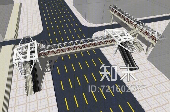 现代人行天桥SU模型下载【ID:721602797】