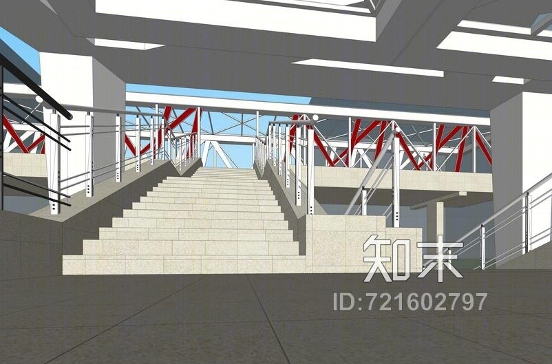 现代人行天桥SU模型下载【ID:721602797】