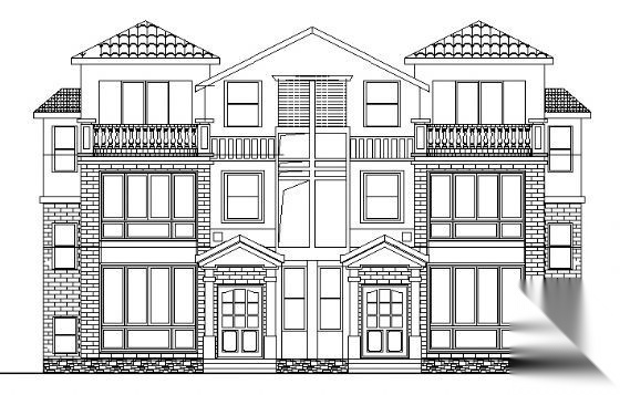 某三层小户型联体别墅建筑施工图施工图下载【ID:149904163】