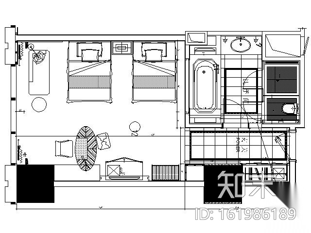 [上海]五星豪华酒店C13型套房施工图cad施工图下载【ID:161986189】