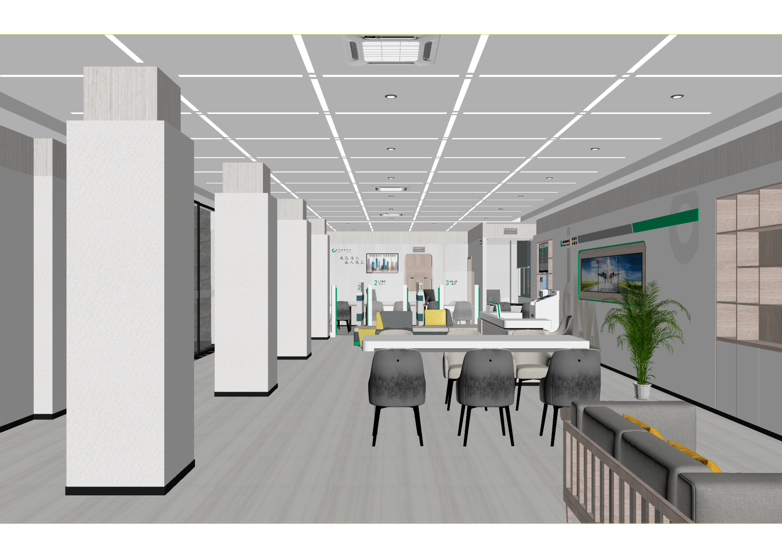 现代办公大厅3D模型下载【ID:1214727901】