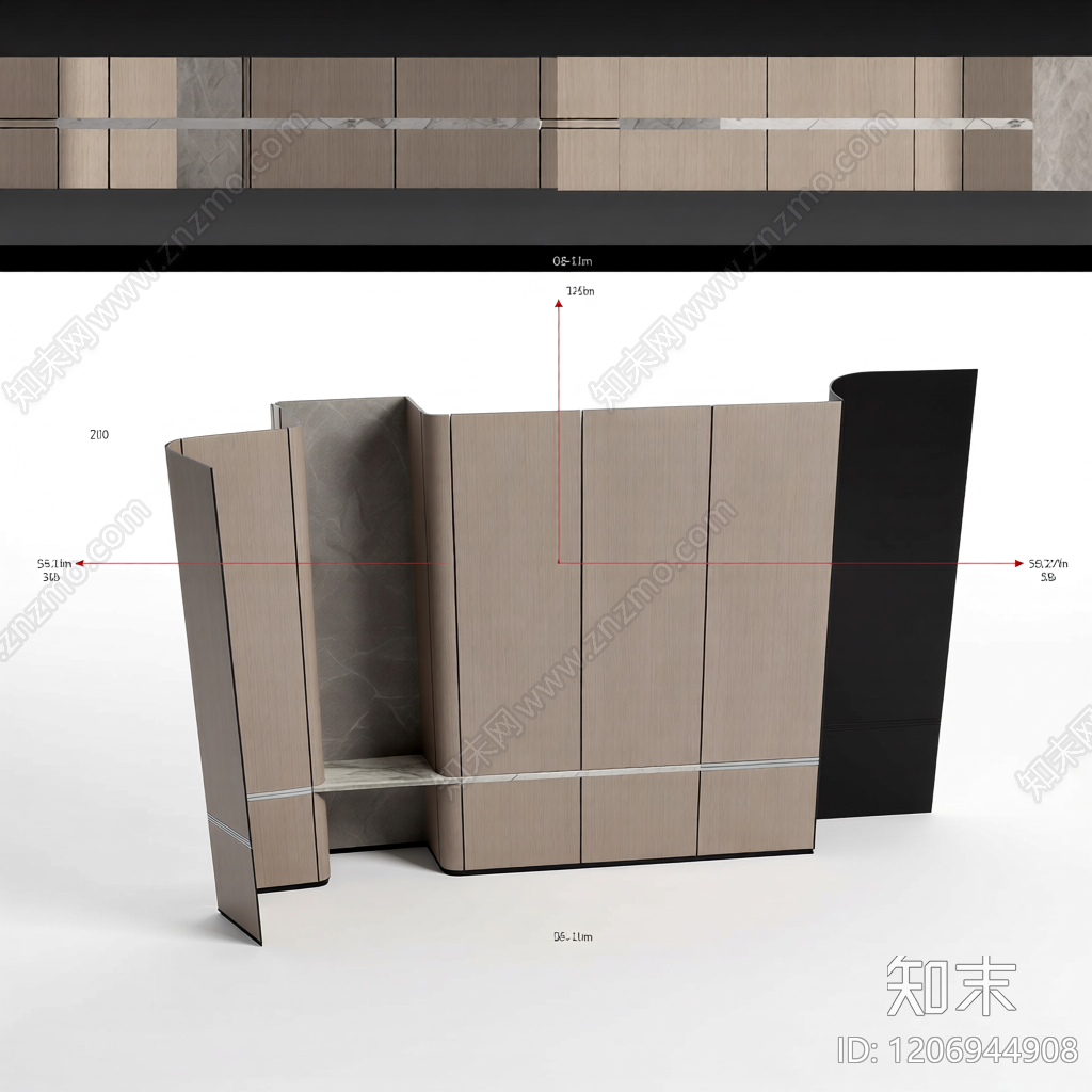 曲面隔断装饰墙3D模型下载【ID:1206944908】