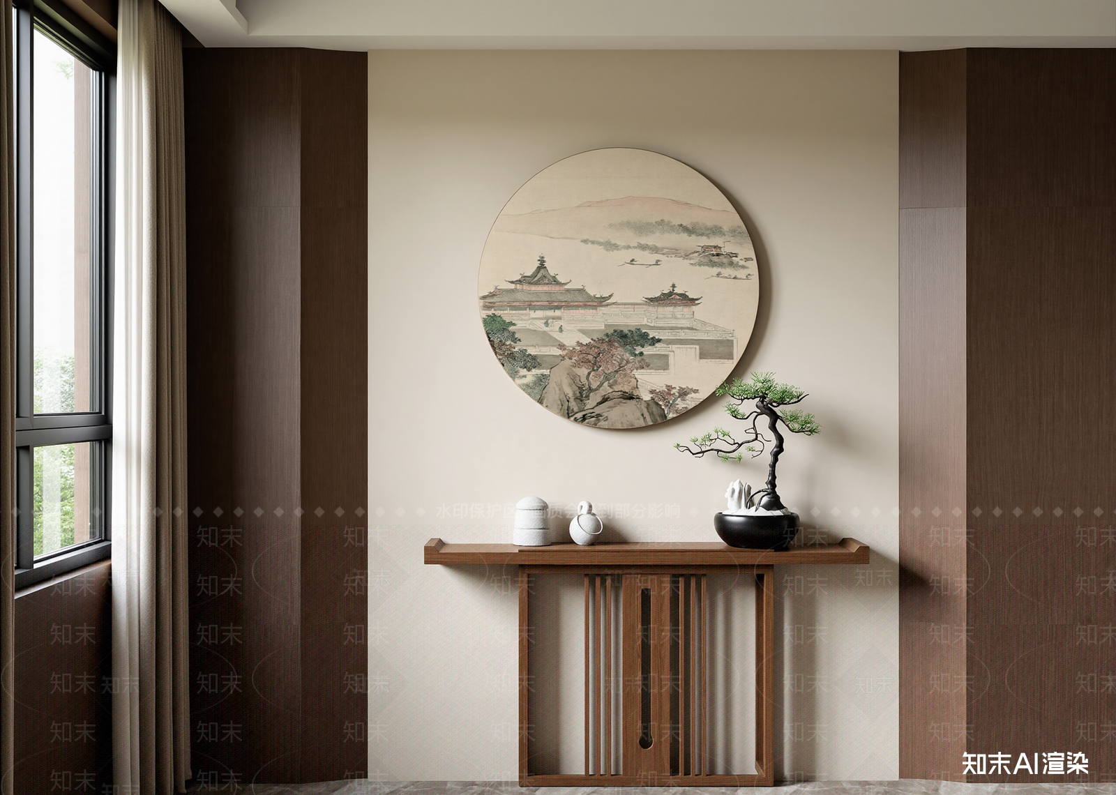 新中式酒店客房3D模型下载【ID:1215062350】