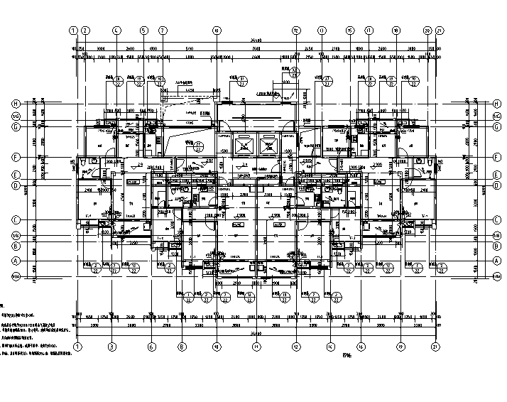 [安徽]高层框架结构多栋全专业住宅建筑施工图cad施工图下载【ID:167524172】