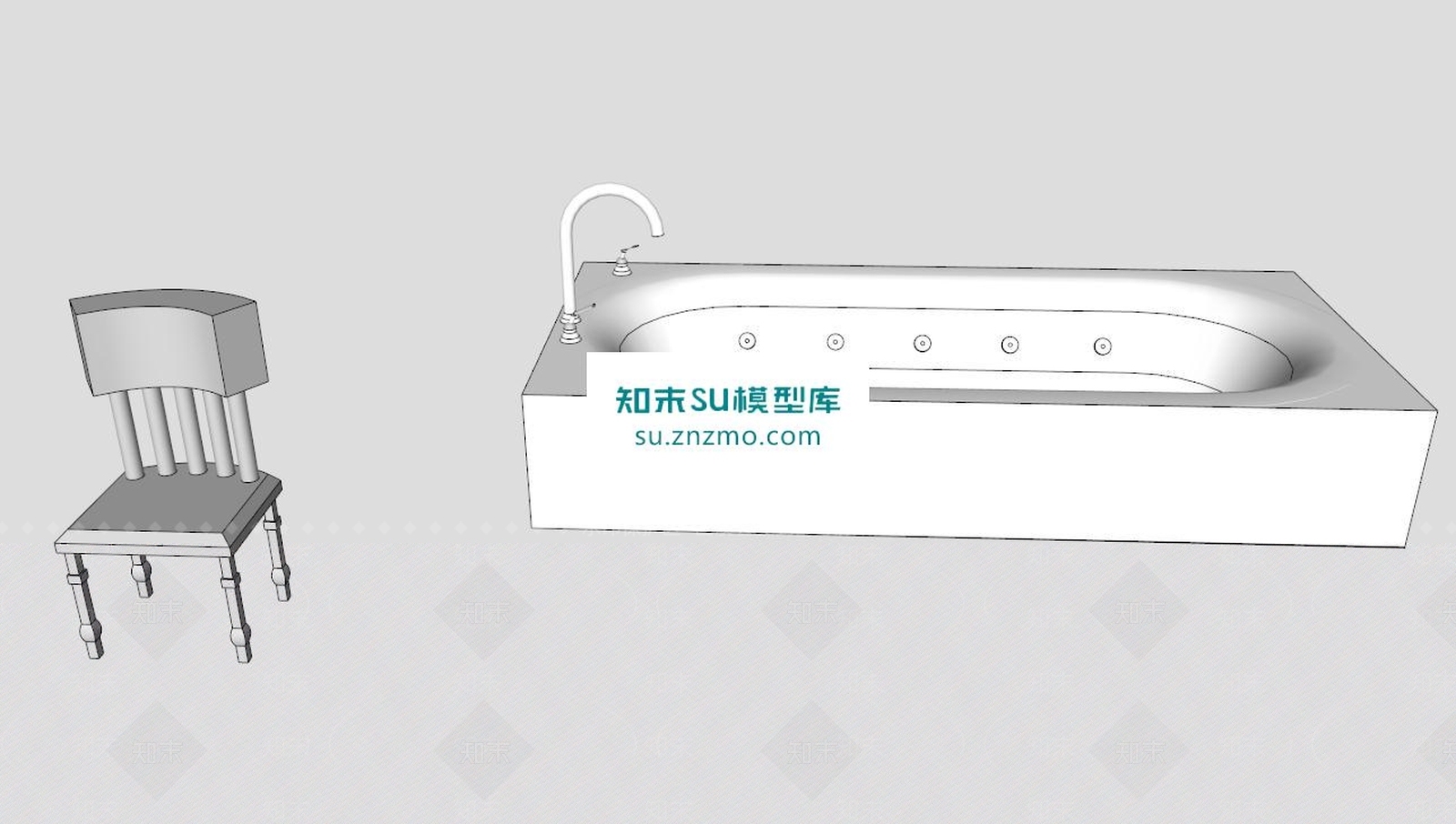 喷射式浴盆浴缸SU模型下载【ID:174082131】