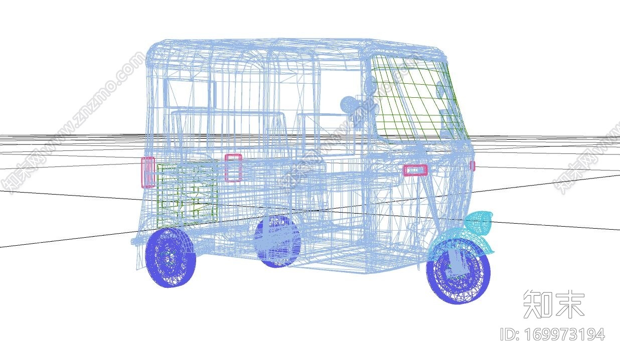 三轮摩托车三轮出租车游览旅游三轮车CG模型下载【ID:169973194】