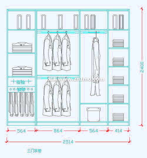 衣柜cad施工图下载【ID:177534104】