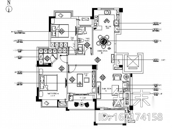 精致奢华欧式三居室样板房室内装修图（含效果）cad施工图下载【ID:167174158】