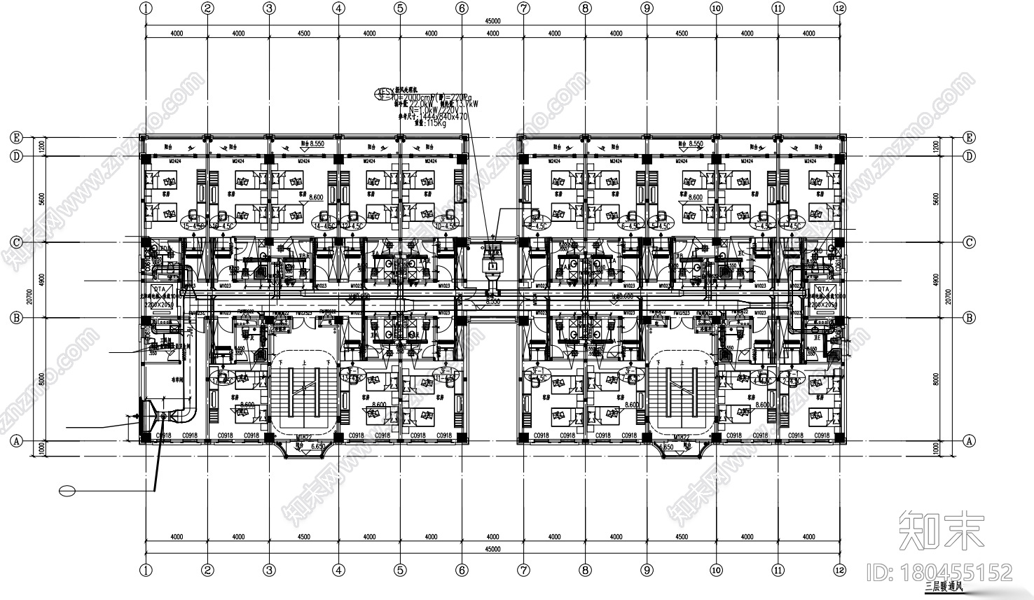 [广东]双子楼会所暖通_空调通风设计施工图cad施工图下载【ID:180455152】