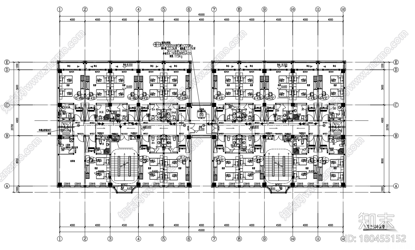 [广东]双子楼会所暖通_空调通风设计施工图cad施工图下载【ID:180455152】