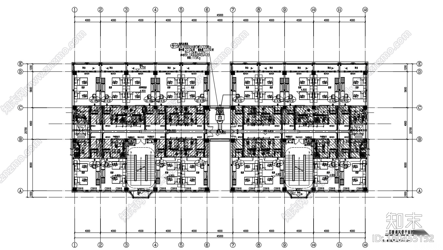 [广东]双子楼会所暖通_空调通风设计施工图cad施工图下载【ID:180455152】