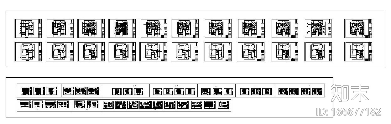 后现代风格三室二厅施工图设计（附效果图）cad施工图下载【ID:166677182】