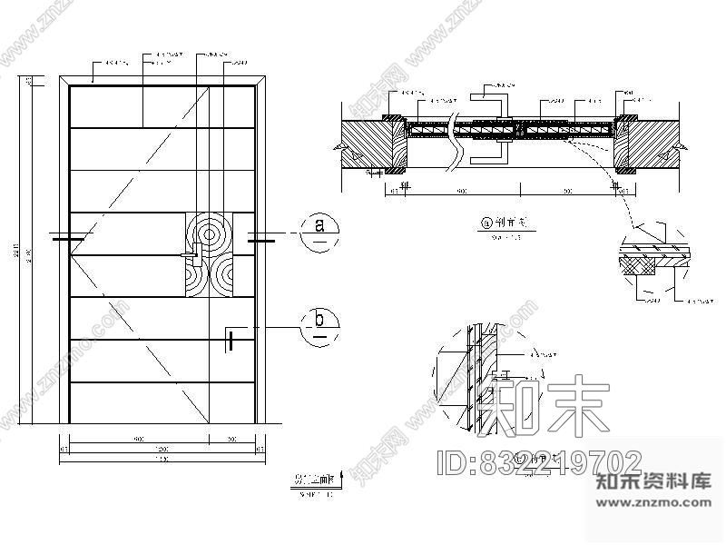 图块/节点卧室单扇门详图cad施工图下载【ID:832219702】