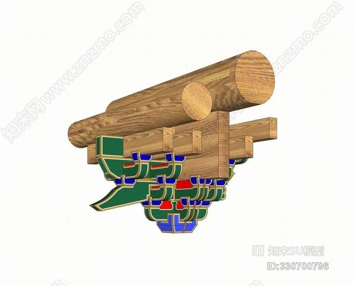 清式五踩单翘单昂斗拱平身科SU模型下载【ID:330700796】