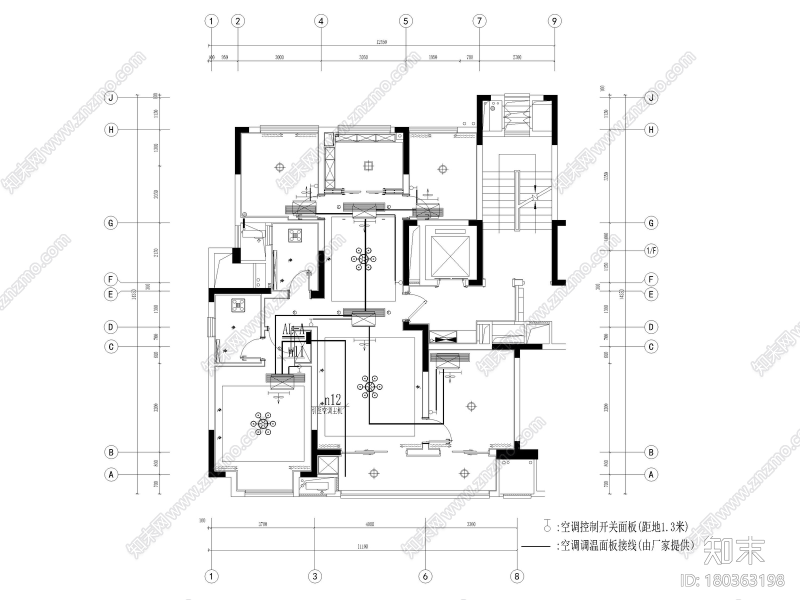 [宁波]中河大都会111㎡现代三居室家装图纸施工图下载【ID:180363198】