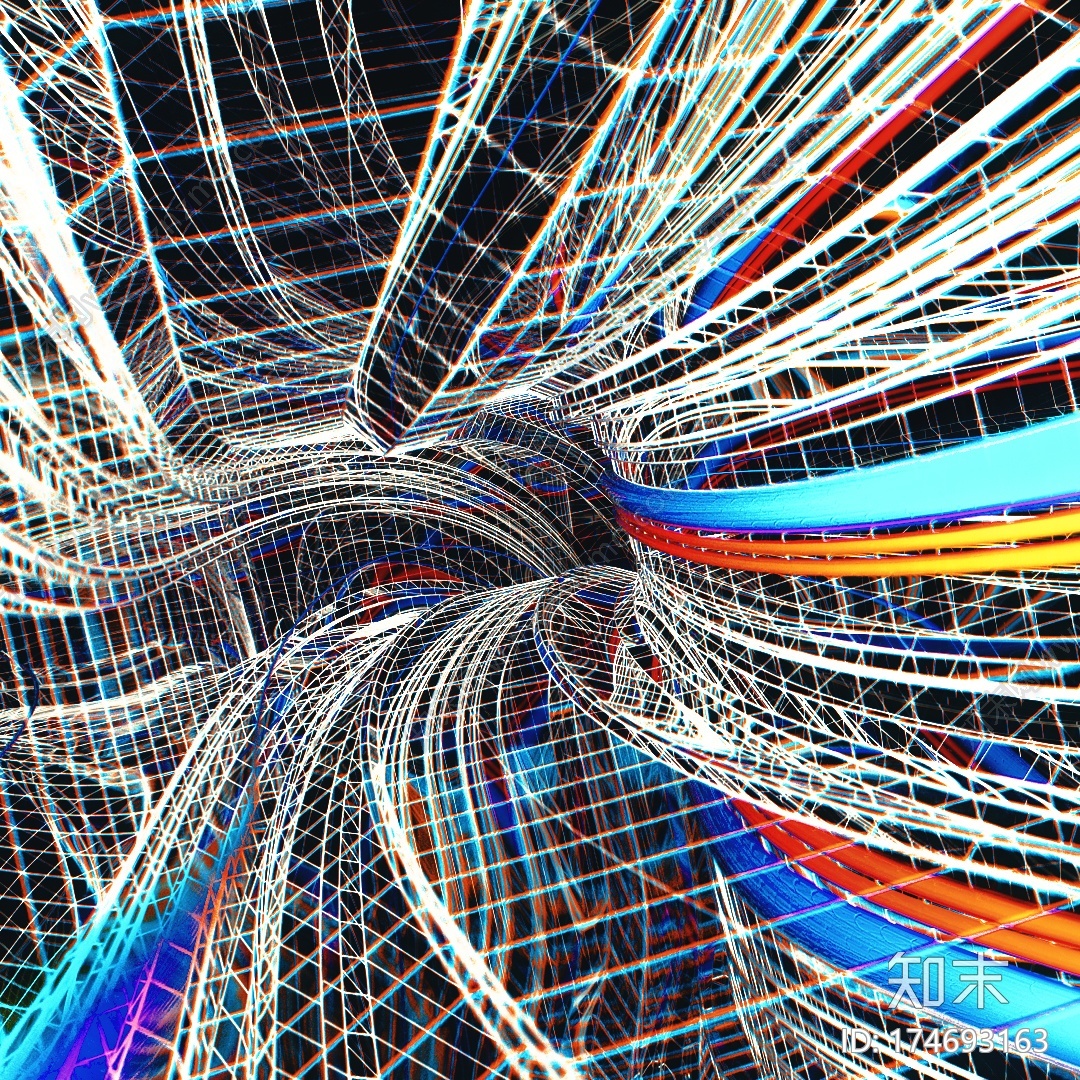 线框图边缘C4D动画工程文件分享CG模型下载【ID:174693163】