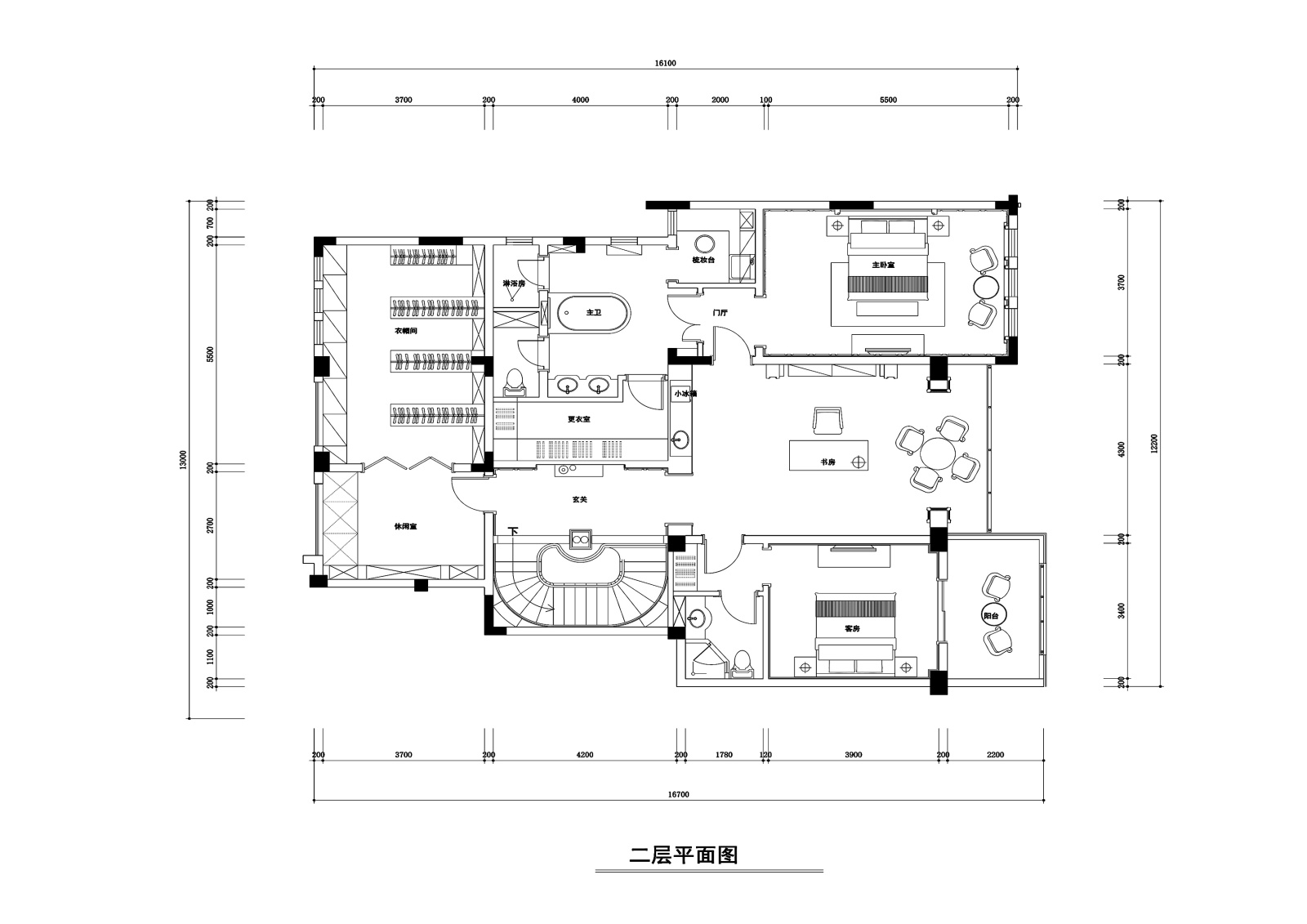 500平米美式新古典风格跃层公寓装修施工图cad施工图下载【ID:160079153】