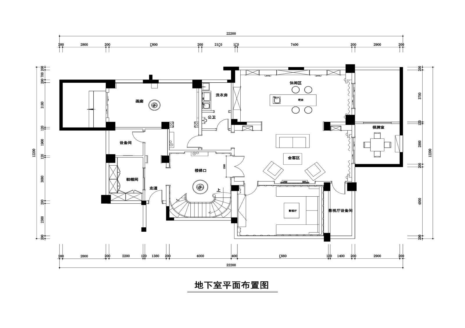 500平米美式新古典风格跃层公寓装修施工图cad施工图下载【ID:160079153】