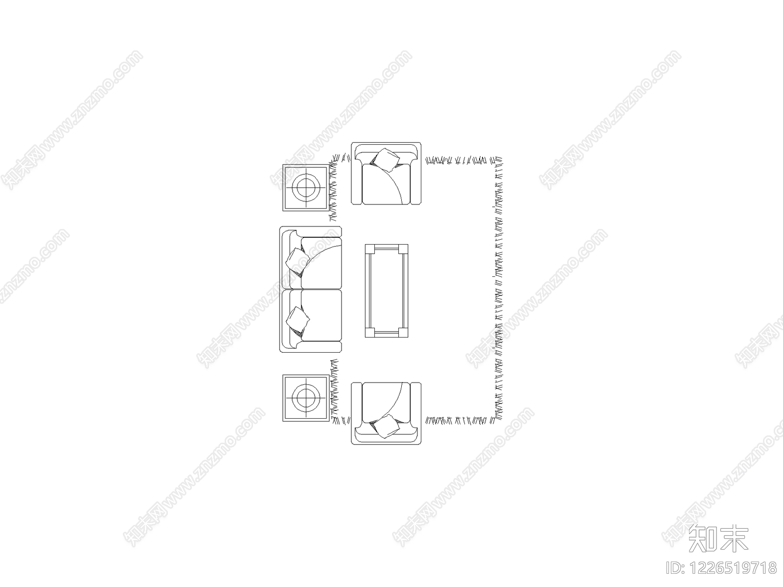 沙发cad施工图下载【ID:1226519718】