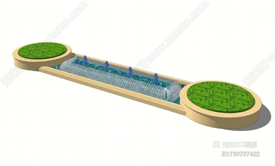 水池水景喷泉SU模型下载【ID:730707422】