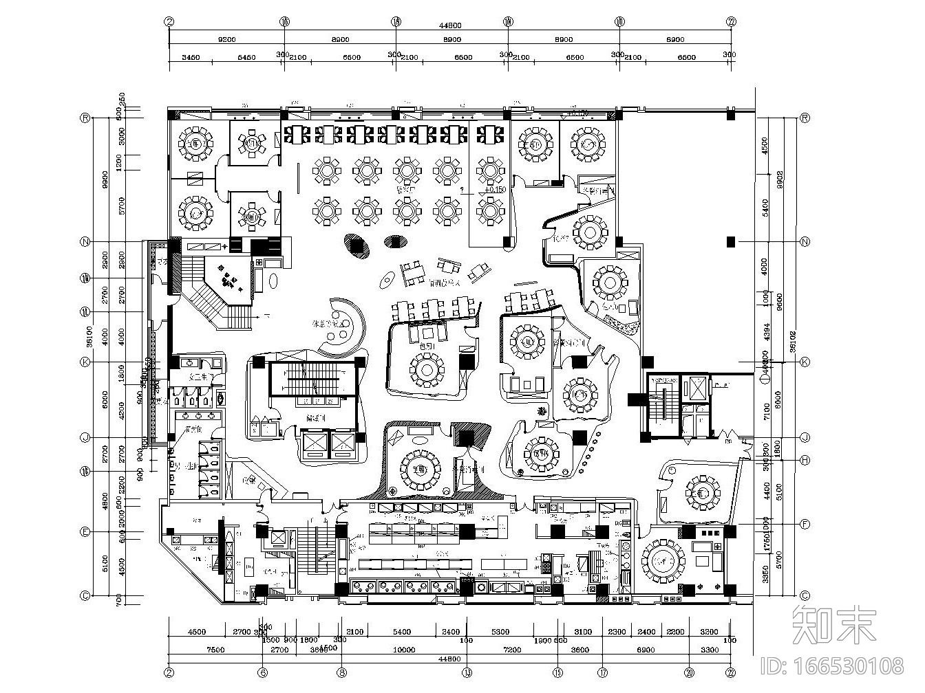 [长沙]现代简约风格主题餐厅装修施工图施工图下载【ID:166530108】