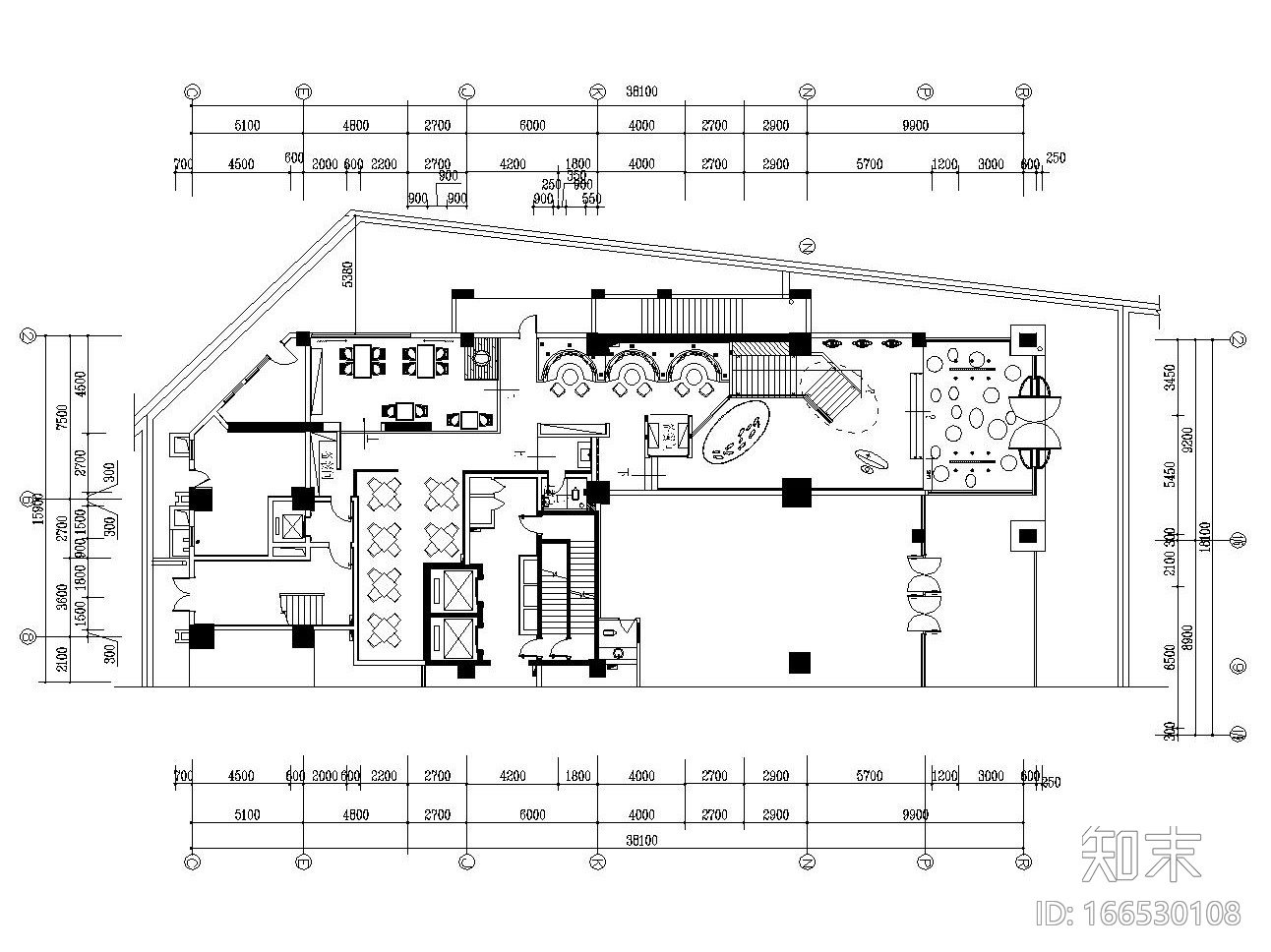 [长沙]现代简约风格主题餐厅装修施工图施工图下载【ID:166530108】