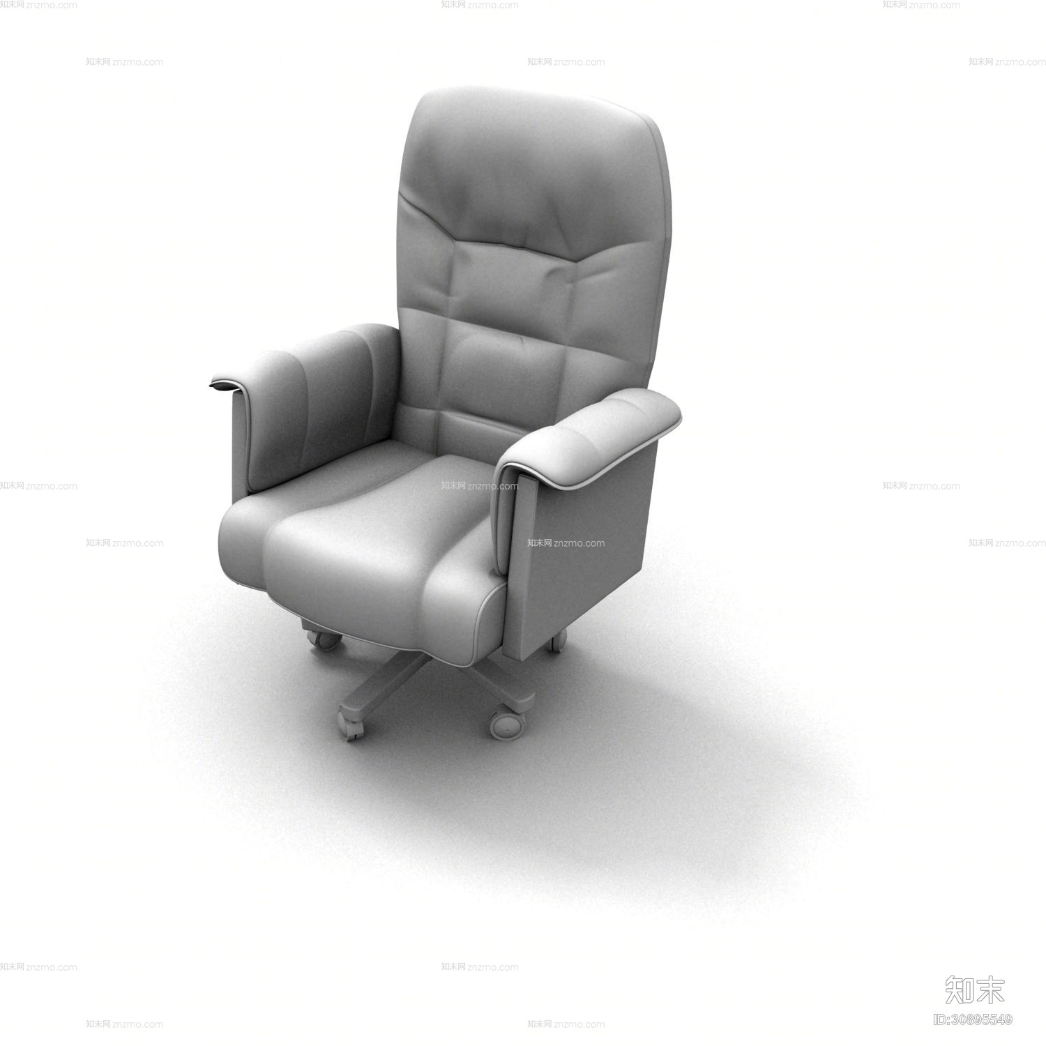 现代白模布艺扶手椅3D模型下载【ID:30895549】