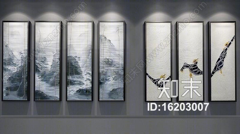 中式装饰画组合3D模型下载【ID:16203007】