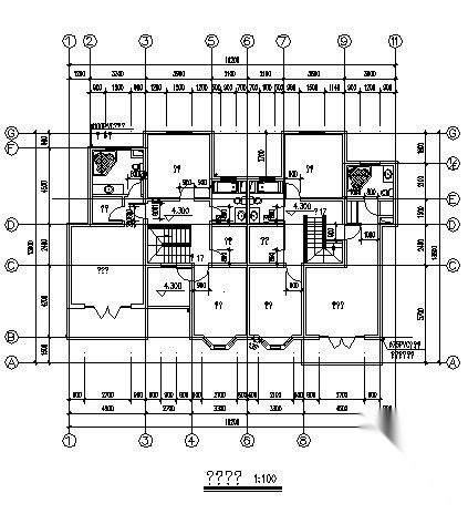 昆山银泰花园某双联别墅建筑方案图4cad施工图下载【ID:151392191】