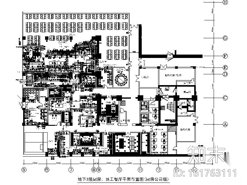 某国际大酒店后台厨房及员工餐厅室内装修图施工图下载【ID:161763111】