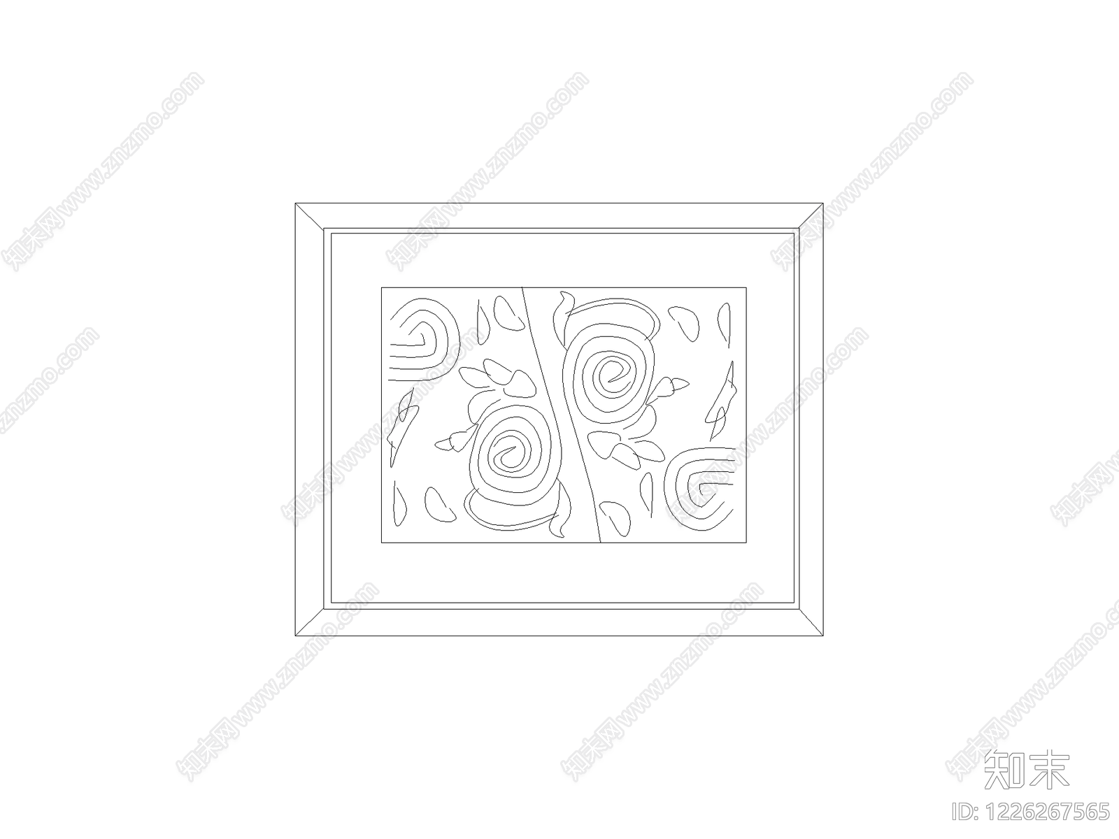 陈设类立面挂画cad施工图下载【ID:1226267565】