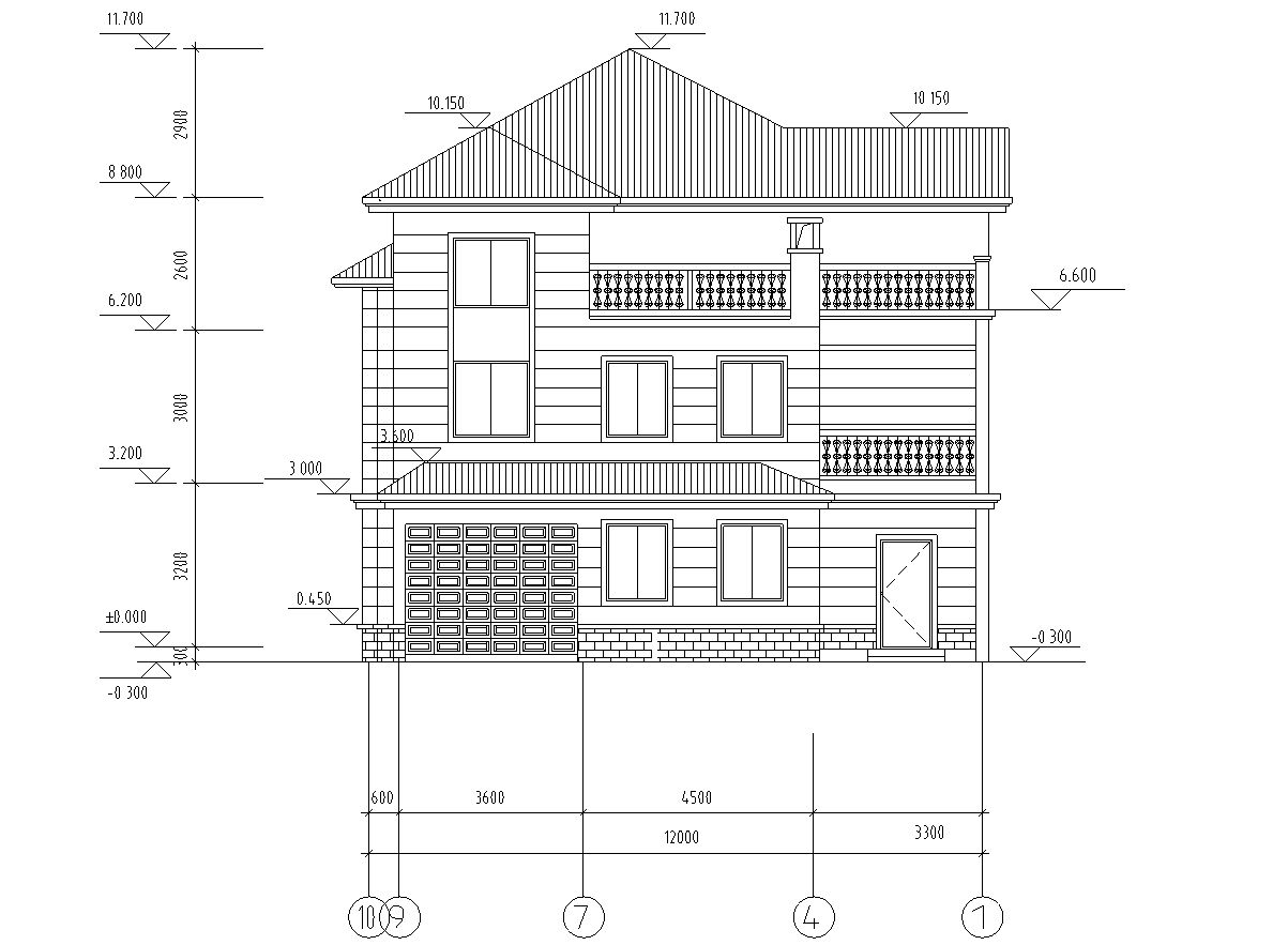 中式风格独栋别墅建筑施工图设计cad施工图下载【ID:151636121】