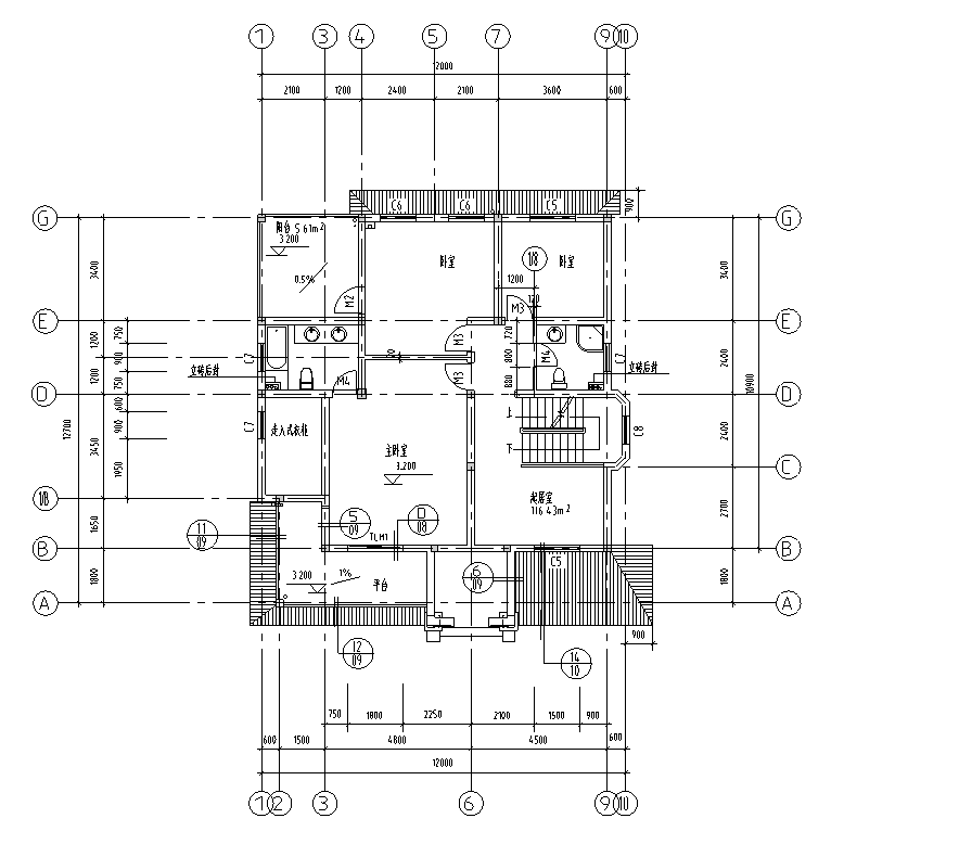 中式风格独栋别墅建筑施工图设计cad施工图下载【ID:151636121】