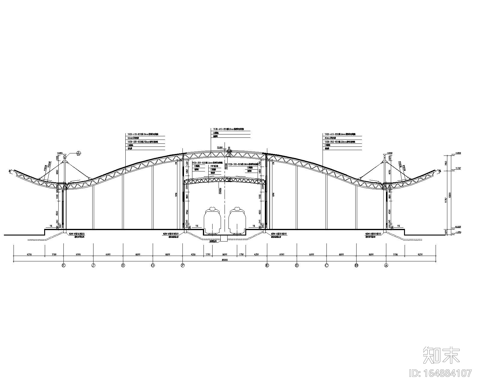 大型钢结构仓库桁架屋面结构施工图（CAD）施工图下载【ID:164884107】