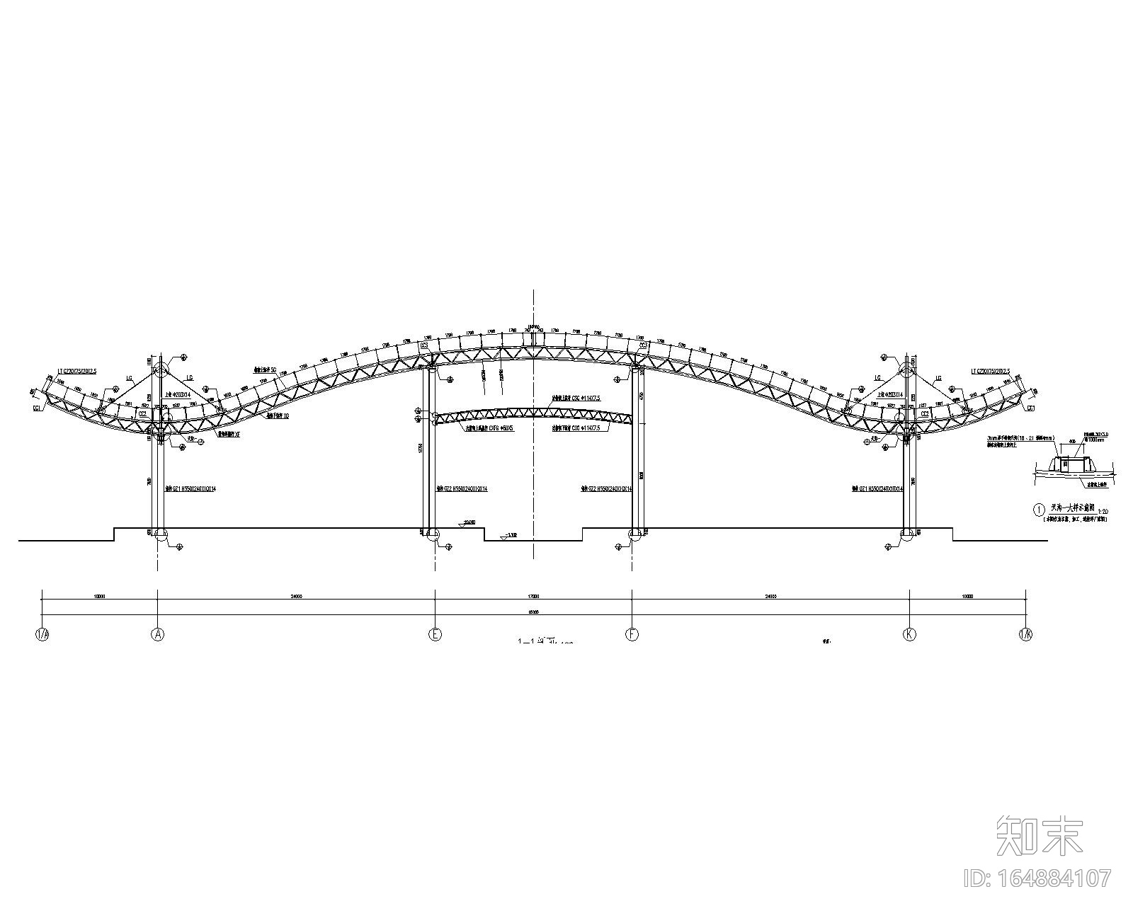 大型钢结构仓库桁架屋面结构施工图（CAD）施工图下载【ID:164884107】