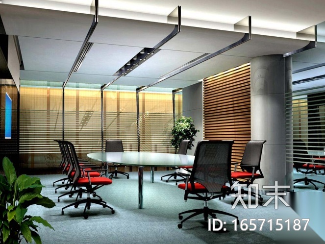 某移动综合楼办公室全套CAD施工图（含效果图）cad施工图下载【ID:165715187】