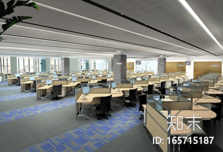 某移动综合楼办公室全套CAD施工图（含效果图）cad施工图下载【ID:165715187】