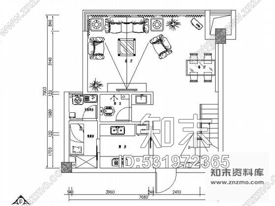 施工图郑州清新田园风一居室复式小别墅室内施工图含效果图cad施工图下载【ID:531972365】