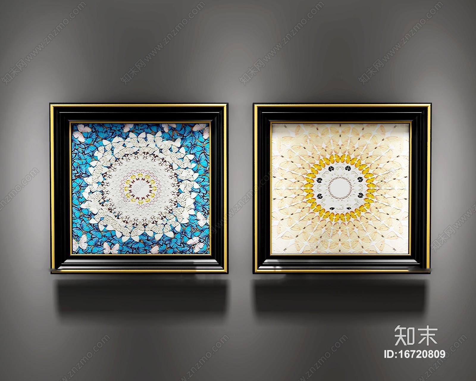 欧式装饰画组合3D模型下载【ID:16720809】