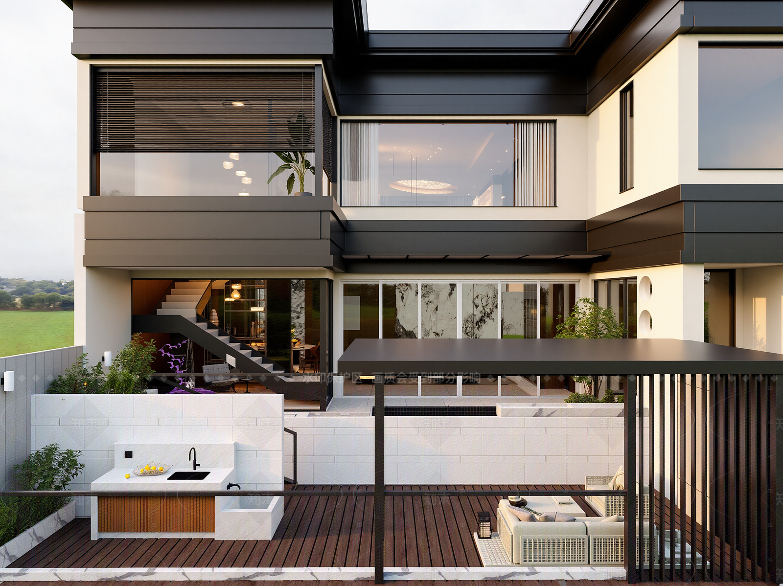 现代独栋别墅3D模型下载【ID:1214989180】